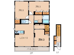 オールウェイズスマイルＢ棟の物件間取画像